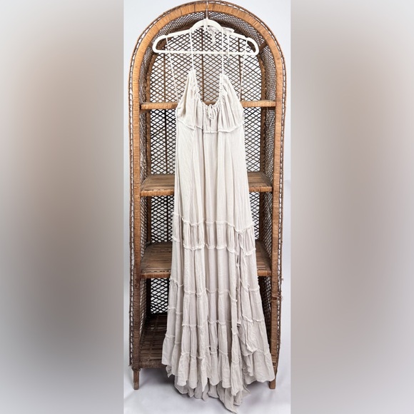 Free People Burst of Bliss Maxi Dress Cream Boho Tiered NWT Size Large - Picture 3 of 6
